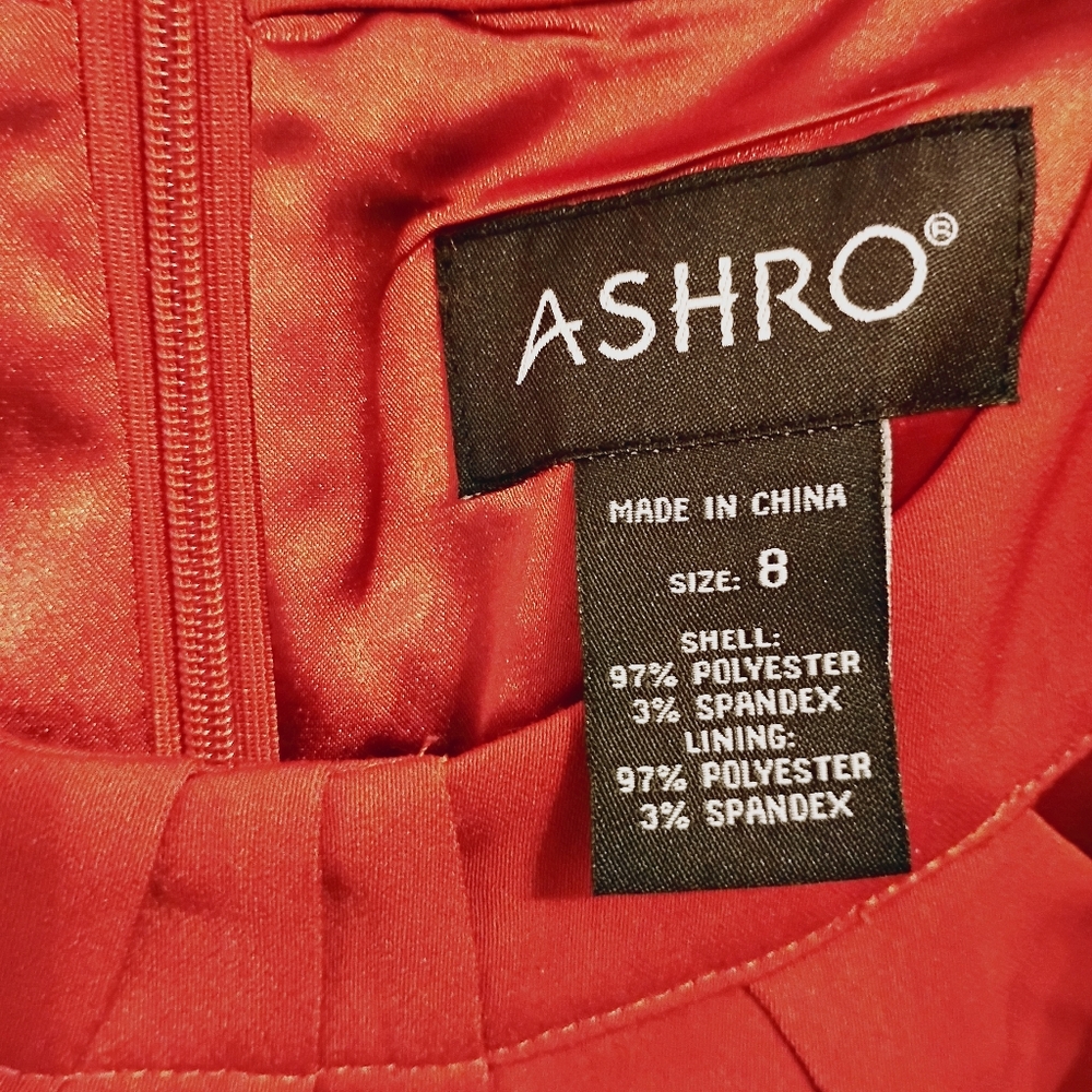 ASHRO 2PC Red Coral Dress & Bell Sleeve Floral Red Coral Black Gold  Jacket 8 - Picture 13 of 14